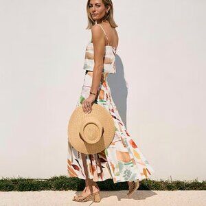 Antonio Melani X Mg Style Lamar Paint Streak Crop Top & Mid Waist Pleated Skirt